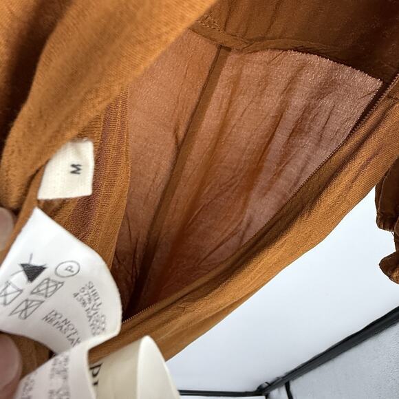 Capulet 3/4 Sleeve Ankle Jumpsuit size Medium V Neck Rust Brown Rayon - Picture 9 of 11